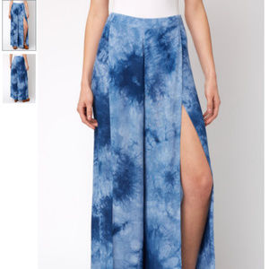 Wide Leg Slit Tye Dye Pants - Juniper Blu